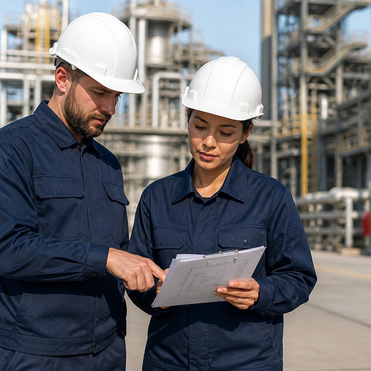 Equipe técnica da BRG Engenharia analisando projeto em campo